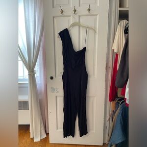 Free people black one shoulder jumpsuit